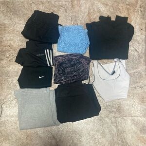 Assorted Athletic Clothing Bundle Nike Adidas Women’s Medium 9 Items